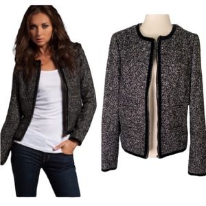BB Dakota Black & White Herringford Tweed & Velvet Jacket - 8